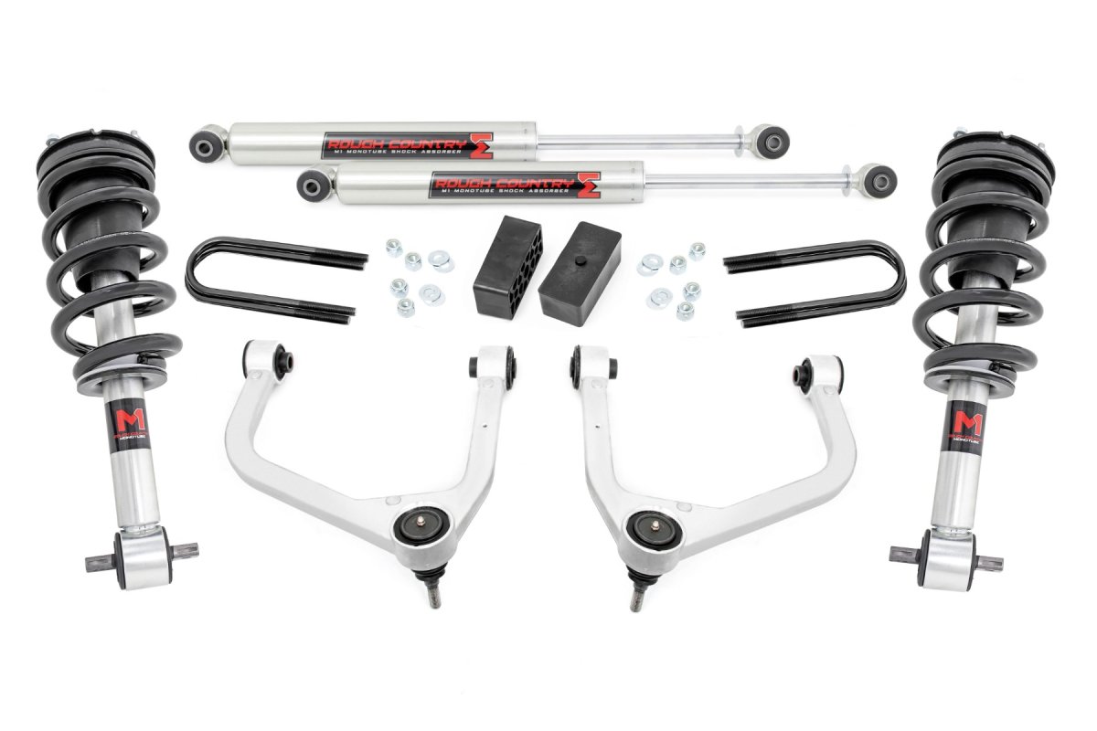 GMC Sierra 1500 Suspension Lift Kit - Front + Rear - Rough Country - 3.5 Inch Lift | Mono Leaf Rear | M1 Struts/M1 - '19-'25